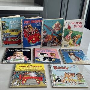 9 Little Golden Books. Vintage Little Golden Books.
